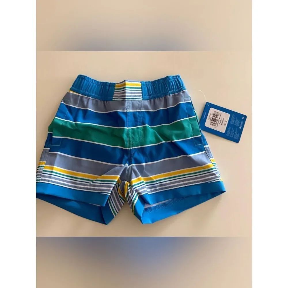 Columbia Toddler Boy Blue Striped Swim Trunks, 3T, NWT